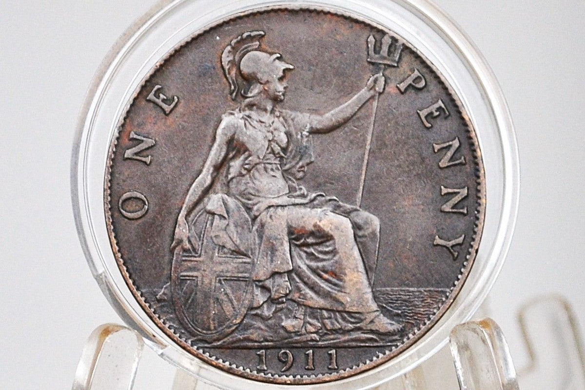 1911 Great Britain One Penny - Choose by Grade / Coin - UK Penny 1911 - Higher Grades