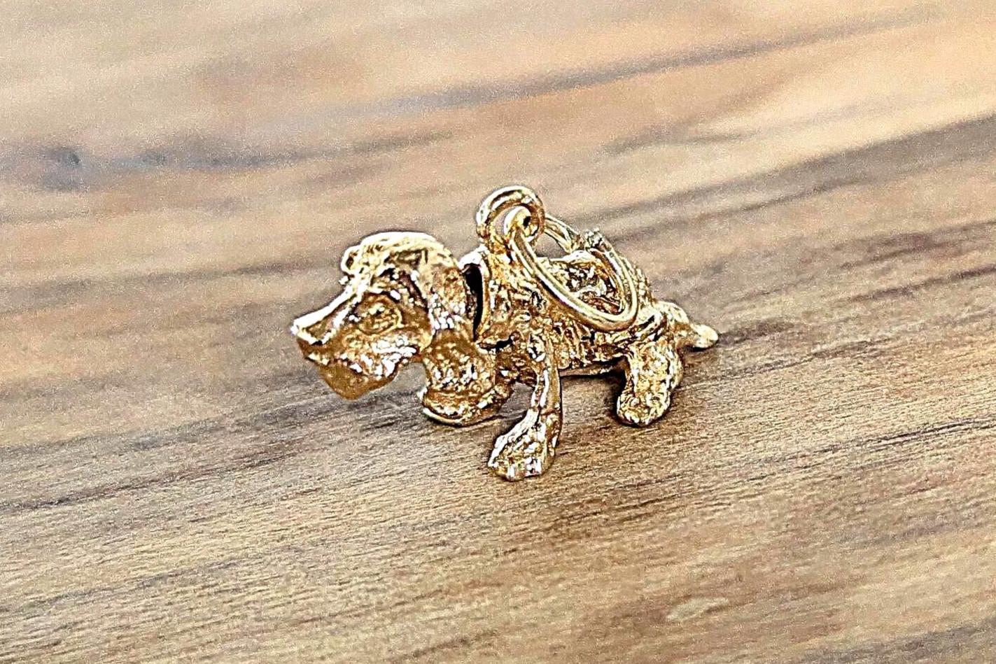 Adorable 14K Gold Cocker Spaniel Bobblehead Charm - Stamped 14K - Gold Charm - Yellow Gold Charm - Bobblehead Cocker Spaniel Charm