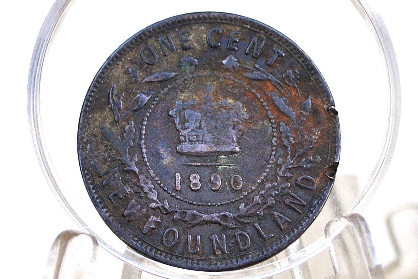 1890 Newfoundland One Cent - Great Details - Only 200,000 Minted - Queen Victoria - One Cent Newfoundland 1890 Large Cent - 1890 Newfoundlan