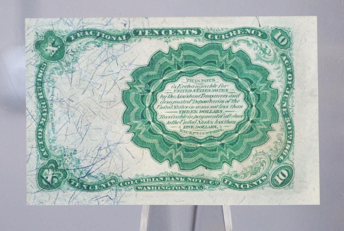 1874 5th Issue Fractional Currency 10 Cent - Choose by Grade/Condition - Long Key Seal - Fifth Issue Fractional Ten Cents Note - Fr. 1265