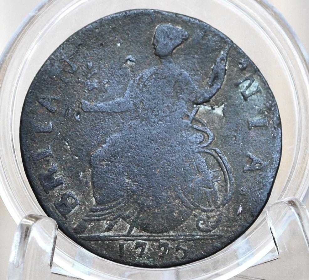 1775 UK Halfpenny - Great Details - 1775 Great Britain 1/2 Penny - Copper Half Penny 1775