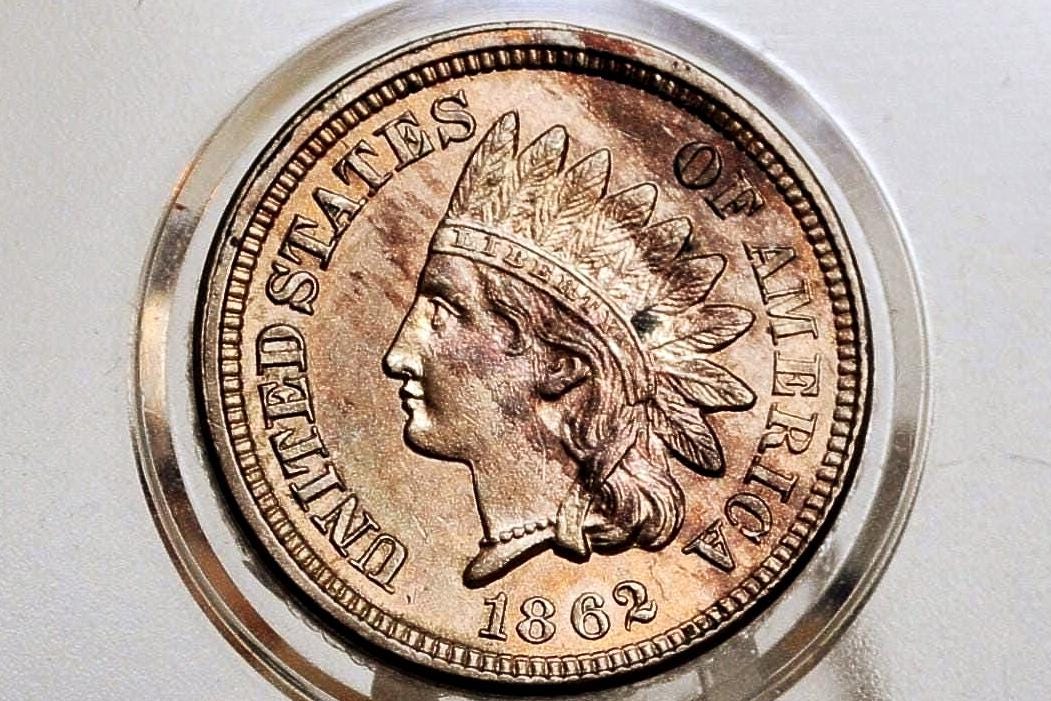 1862 Indian Head Penny - Choose by Grade - Good Early Date - 1862 Indian Head Cent 1862 One Cent - Civil War Era Cent