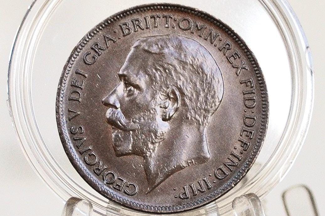 1922 Great Britain One Penny - Uncirculated Grade / Condition - UK Penny 1922 - King George 1 Penny, Bronze, UK Cent 1922