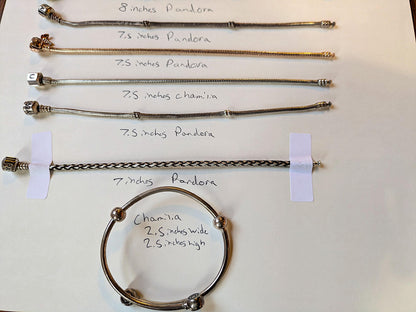Pandora and Similar Style Sterling Silver Bracelets - Choose by Bracelets - Varying Lengths - Varying Styles