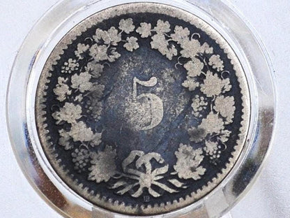Rarer 1850 Switzerland 5 Rappen - VG Condition - 1850 B Helvetica 5 Rappen Swiss Five Rappen 1850, Great Coin