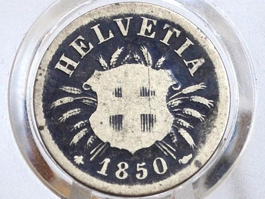Rarer 1850 Switzerland 5 Rappen - VG Condition - 1850 B Helvetica 5 Rappen Swiss Five Rappen 1850, Great Coin