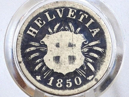Rarer 1850 Switzerland 5 Rappen - VG Condition - 1850 B Helvetica 5 Rappen Swiss Five Rappen 1850, Great Coin