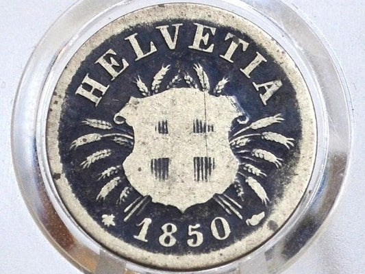 Rarer 1850 Switzerland 5 Rappen - VG Condition - 1850 B Helvetica 5 Rappen Swiss Five Rappen 1850, Great Coin