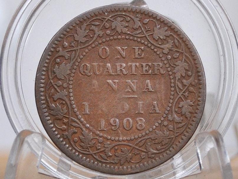 India 1/4 Anna 1908 - Great Condition - 1908 India Quarter Anna - British India One Quarter Anna, High Grade, Great Coin