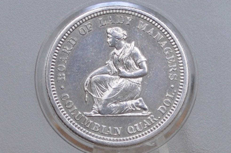 1893 Isabella Quarter, Columbian Exposition Quarter - Uncirculated Details, Old Cleaning - Rare Commemorative Quarter from the World's Colum