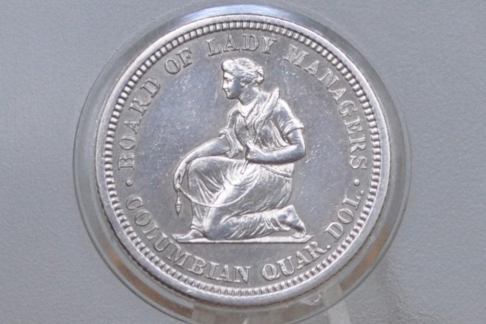 1893 Isabella Quarter, Columbian Exposition Quarter - Uncirculated Details, Old Cleaning - Rare Commemorative Quarter from the World's Colum