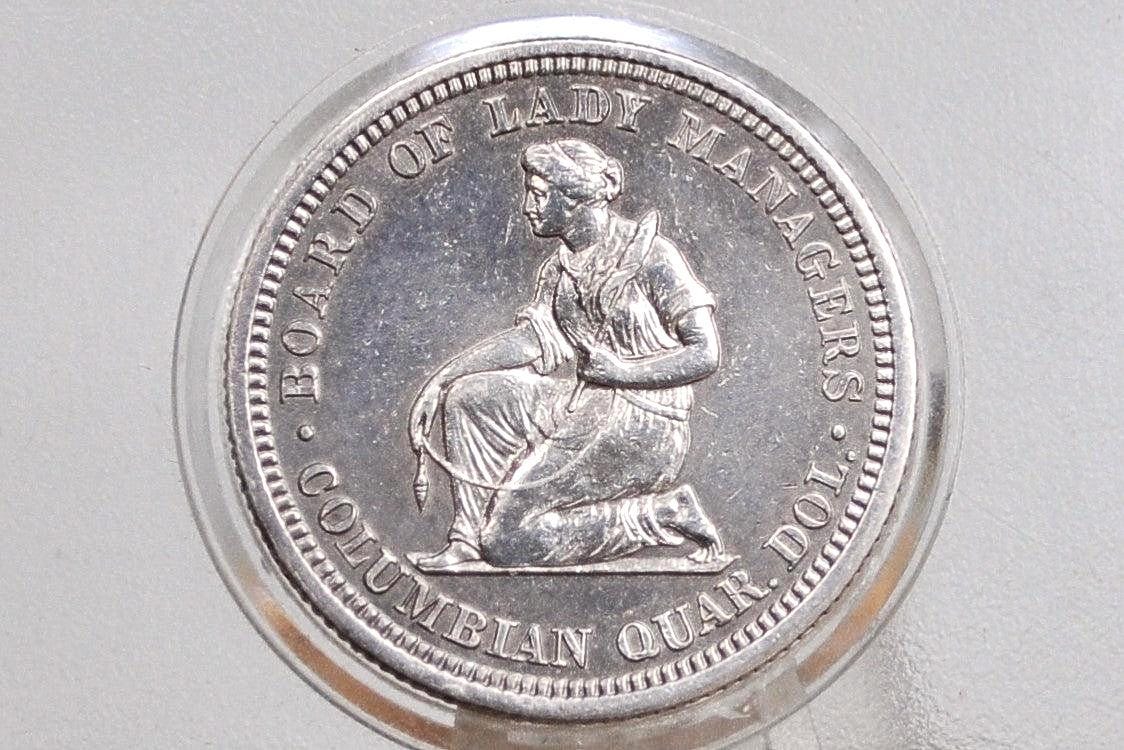 1893 Isabella Quarter, Columbian Exposition Quarter - Uncirculated Details, Old Cleaning - Rare Commemorative Quarter from the World's Colum