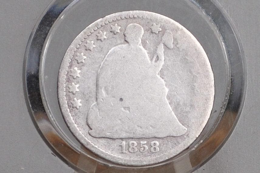 1858 Half Dime - Good - 1858 Seated Liberty Half Dime - Early American Coin - 1858 Silver Half Dime Liberty Seated 1858