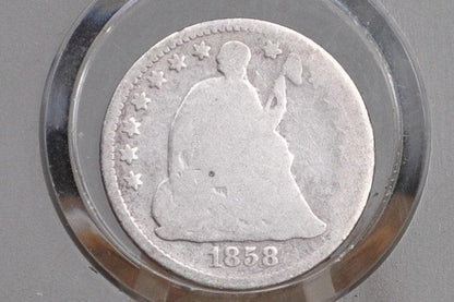 1858 Half Dime - Good - 1858 Seated Liberty Half Dime - Early American Coin - 1858 Silver Half Dime Liberty Seated 1858