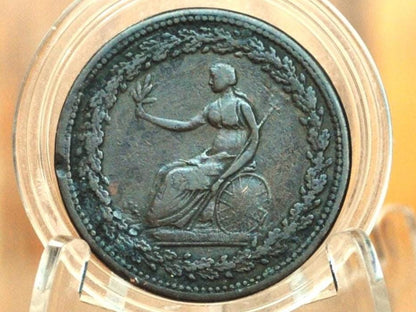 Rarer 1813 Canada Lower Bank Half Penny Token, Spread Eagle Variety - Fine Condition - 1/2 Penny Token Canada 1813