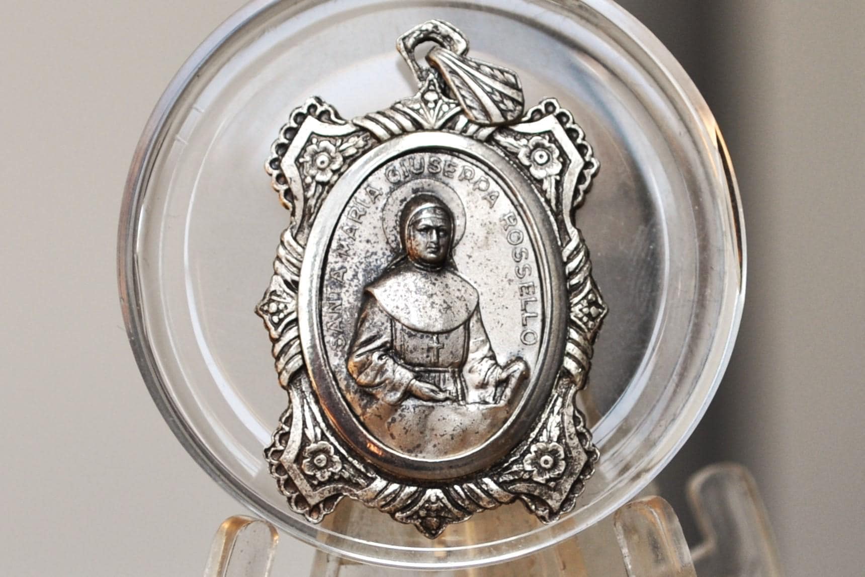 Antique Saint Maria Giuseppa Rossello Religious Medal Charm - Saint Maria Giuseppa Rossello EX Indumentis (Cloth) - Saint Reliquary Medal