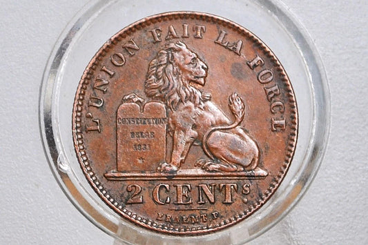 1919 Belgian 2 Centimes - XF/AU Condition - Albert I - 1919 Belgium 2 Cents, Incredible Coin for a collection -