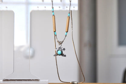 Rare Sterling Silver Turquoise Frog Pendant Necklace - 17 Inches - 5 Star Sterling Turquoise Frog Necklace