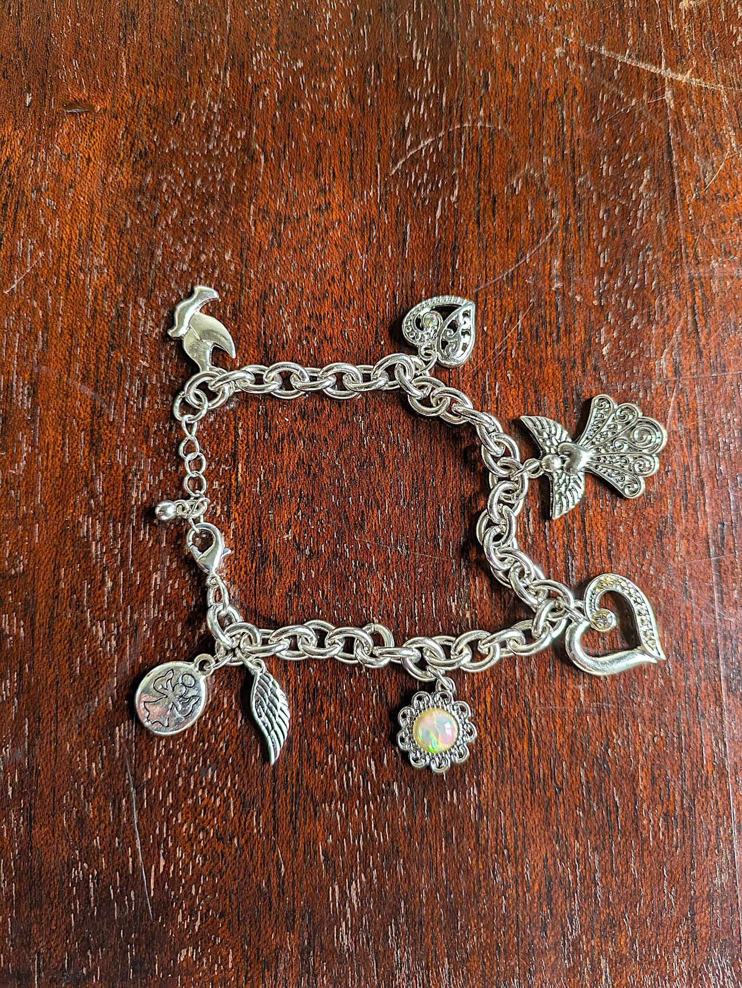 Sparkling Watch Over Me Guardian Angel Style Silver Tone Enamel Bracelet - Religious Silver Tone Enamel Bracelet - Guardian Angel Bracelet