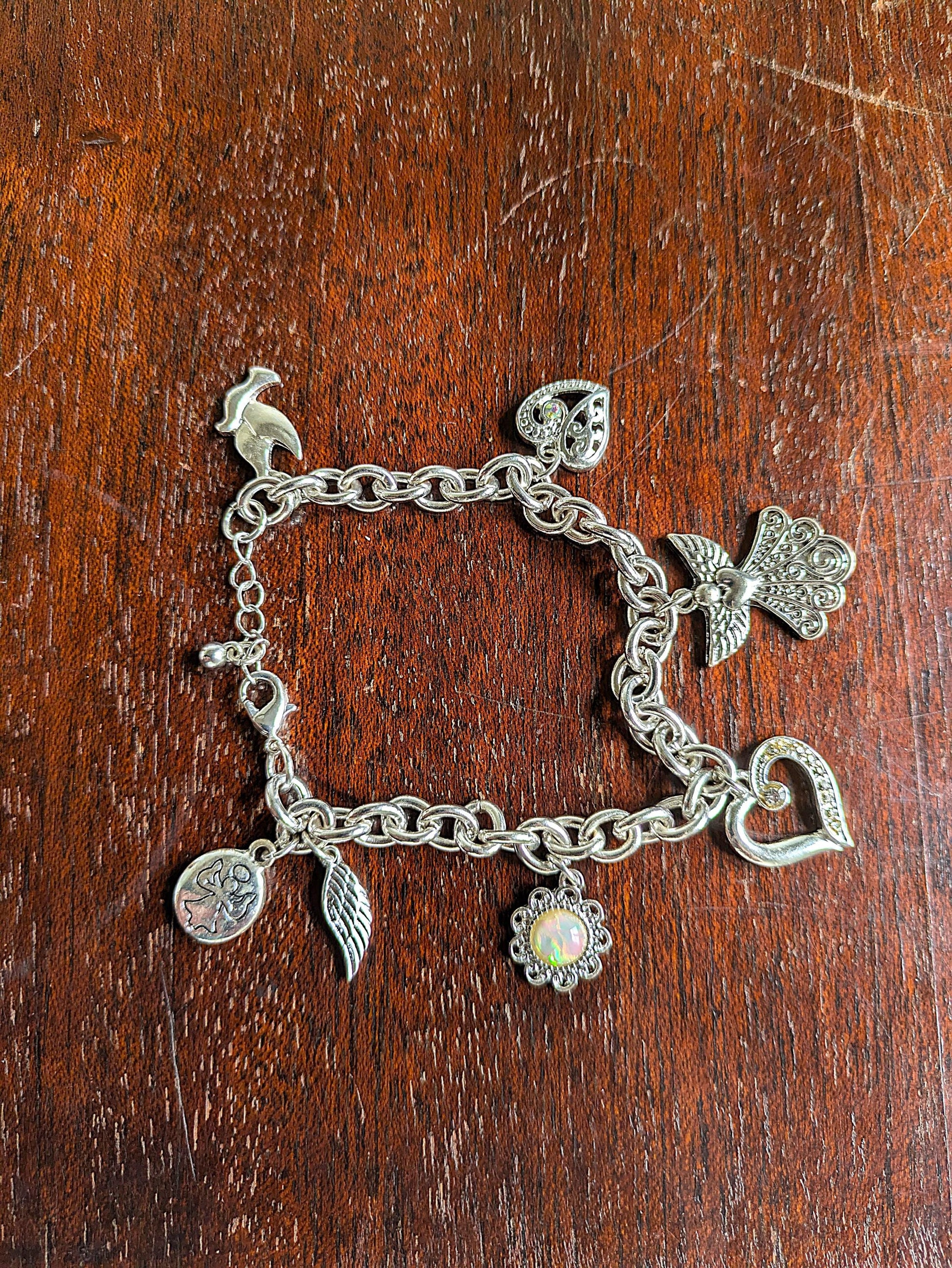 Sparkling Watch Over Me Guardian Angel Style Silver Tone Enamel Bracelet - Religious Silver Tone Enamel Bracelet - Guardian Angel Bracelet