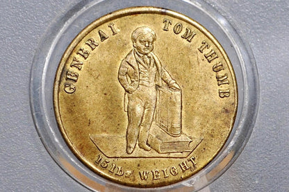 1846 General Tom Thumb Token, Victoria Brass Game Counter - Victoria P.T. Barnum Tom Thumb 1846 Token