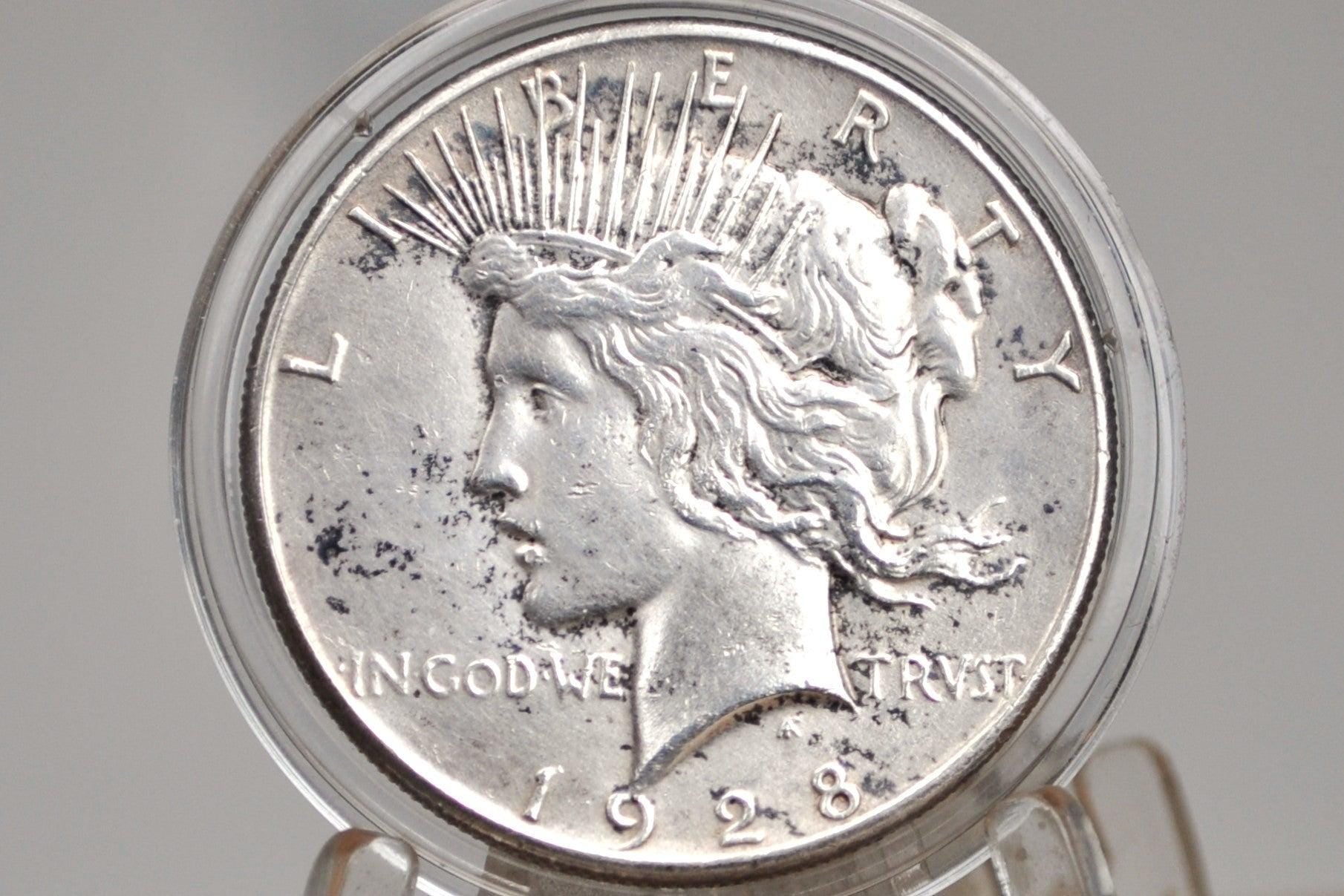 1928 Peace Dollar, Key Date - Uncirculated Details, Cleaned - Philadelphia Mint - 1928 P Silver Dollar Key Date 1928 Peace Dollar (Copy)