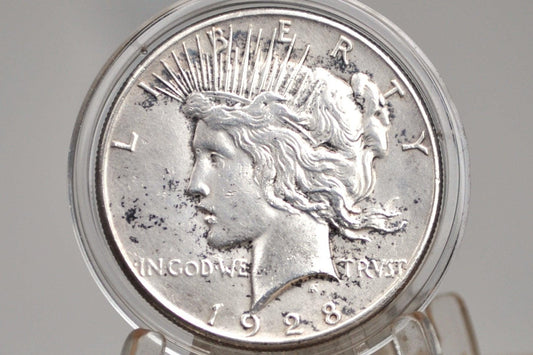 1928 Peace Dollar, Key Date - Uncirculated Details, Cleaned - Philadelphia Mint - 1928 P Silver Dollar Key Date 1928 Peace Dollar (Copy)