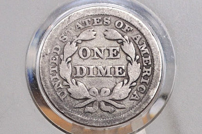 1857 Seated Liberty Dime - G (Good), Nice Original Coin - 1857 Silver Dime / 1857 Liberty Seated Dime - US