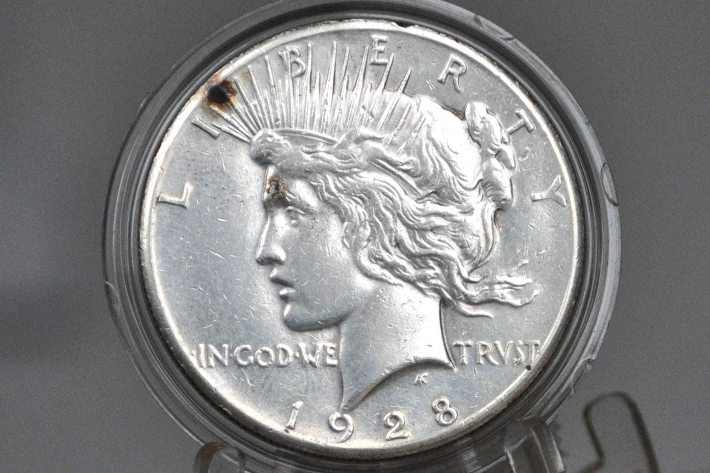 1928 Peace Dollar, Key Date - AU Details, Cleaned - Philadelphia Mint - 1928 P Silver Dollar Key Date 1928 Peace Dollar