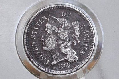 1868 Three Cent "Nickel" US Coin - Choose by Grade / Condition - Civil War Era Coin - 3 Cent Coin 1868 - 3 Cent US Coin