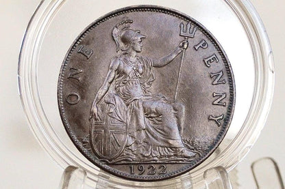 1922 Great Britain One Penny - Uncirculated Grade / Condition - UK Penny 1922 - King George 1 Penny, Bronze, UK Cent 1922