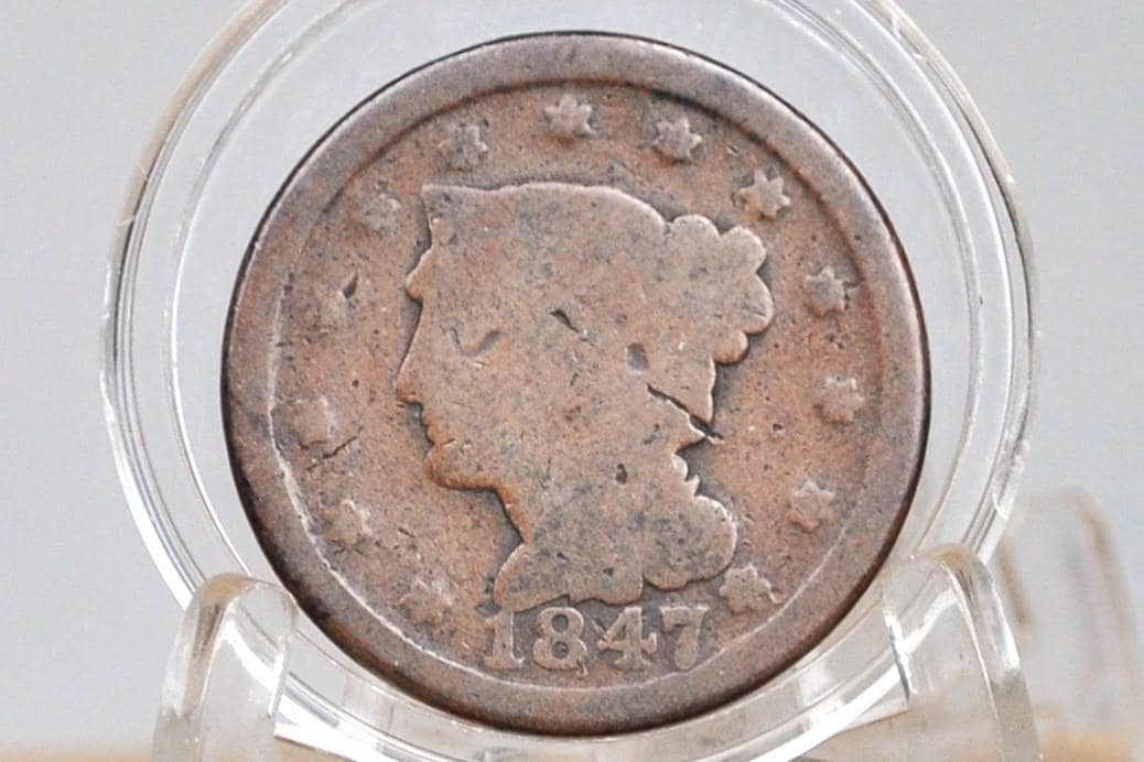 1847 Braided Hair Large Cent - Choose by Grade / Condition - 1847 Coronet Cent - 1847 US Large Cent - Braided Hair 1839 to 1857