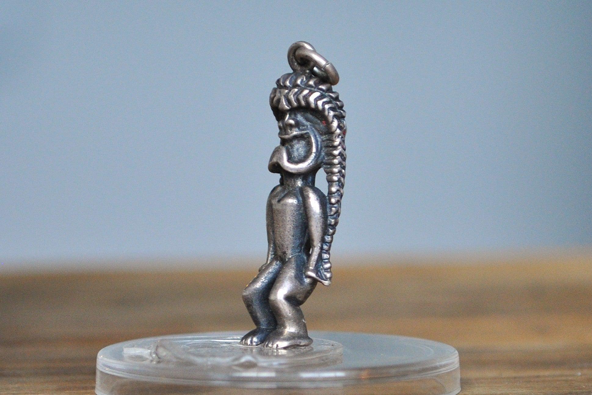 Rare Sterling Silver Tiki Pendant - Tested Sterling Silver - Polynesian Deity Charm - Hawaiian Kane Pendant