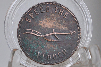 1860 Canadian 1/2 Penny Speed the Plough Coin - XF Condition - Hook Reverse Variation, PE-5B2 - Prince Edward Island Coin -