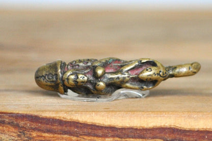 Very Rare Thailand Paladkik Nangkwaon Amulet Pendant - Buddhist Love Attraction Charm - Brass Phallus Pendant