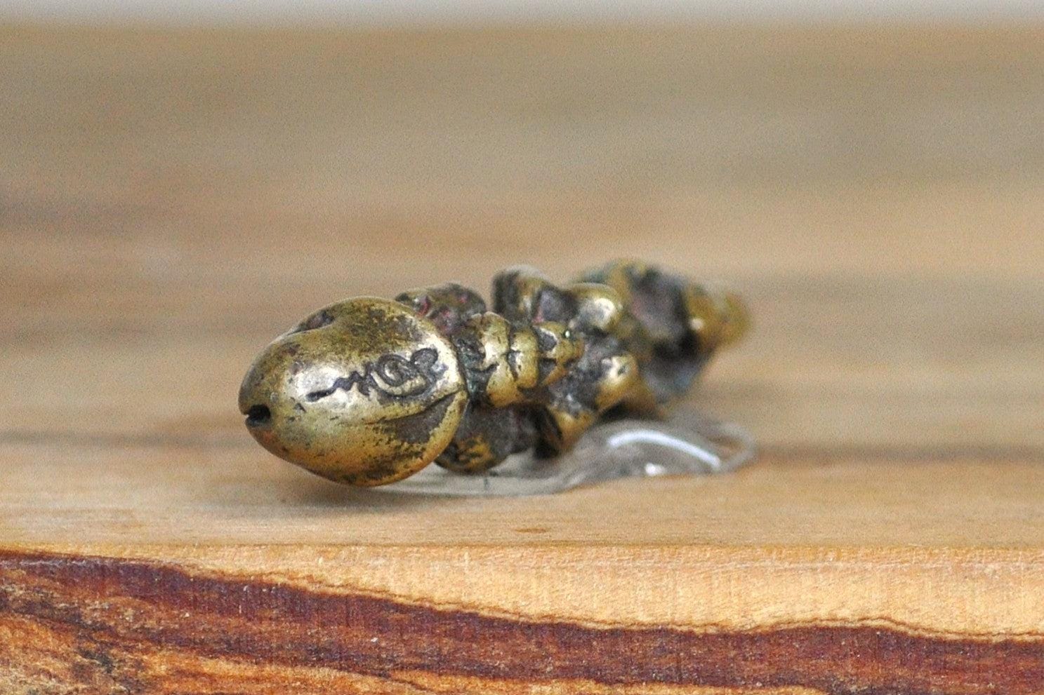 Very Rare Thailand Paladkik Nangkwaon Amulet Pendant - Buddhist Love Attraction Charm - Brass Phallus Pendant