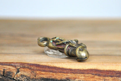 Very Rare Thailand Paladkik Nangkwaon Amulet Pendant - Buddhist Love Attraction Charm - Brass Phallus Pendant