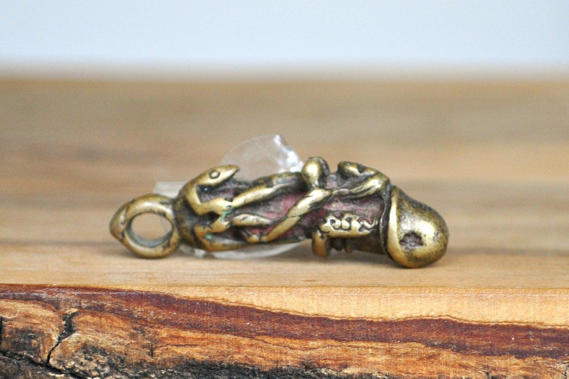 Very Rare Thailand Paladkik Nangkwaon Amulet Pendant - Buddhist Love Attraction Charm - Brass Phallus Pendant