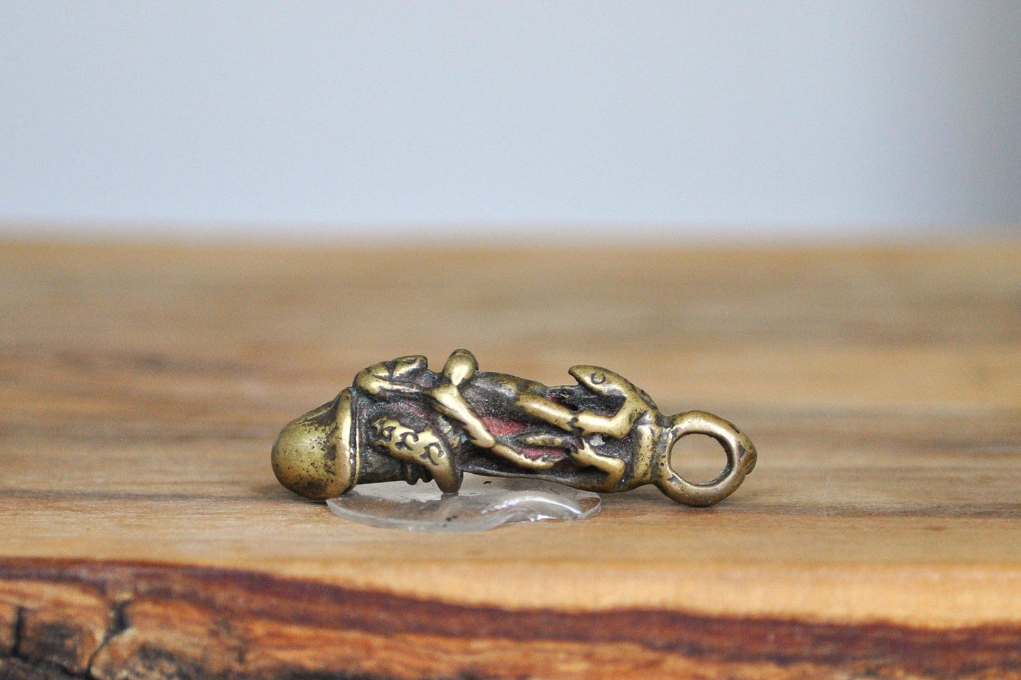 Very Rare Thailand Paladkik Nangkwaon Amulet Pendant - Buddhist Love Attraction Charm - Brass Phallus Pendant