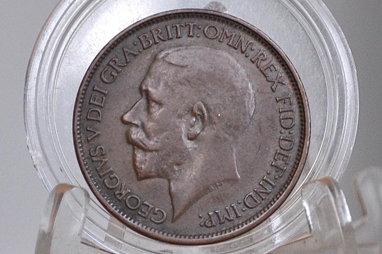 1913 Great Britain Half Penny - AU Condition - UK Large Penny 1913 - King George V 1/2 Penny - Bronze -
