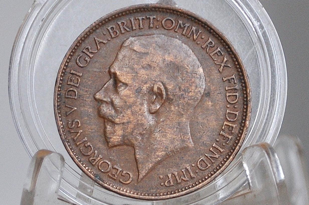 1921 Great Britain Half Penny - AU Condition - UK Large Penny 1921 - King George V 1/2 Penny - Bronze -
