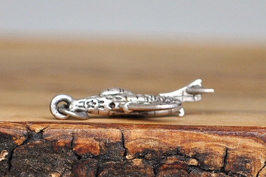Rare Sterling Silver NAVY Fighter Jet Pendant - Tested and Stamped Sterling Silver - Beau Sterling Charm