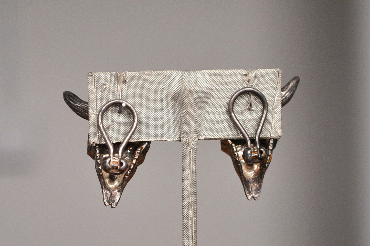 Rare Sterling Silver Steer Skull Earrings - Ox/Bull Skull Earrings - Latch Style Earrings - Tested Sterling Silver