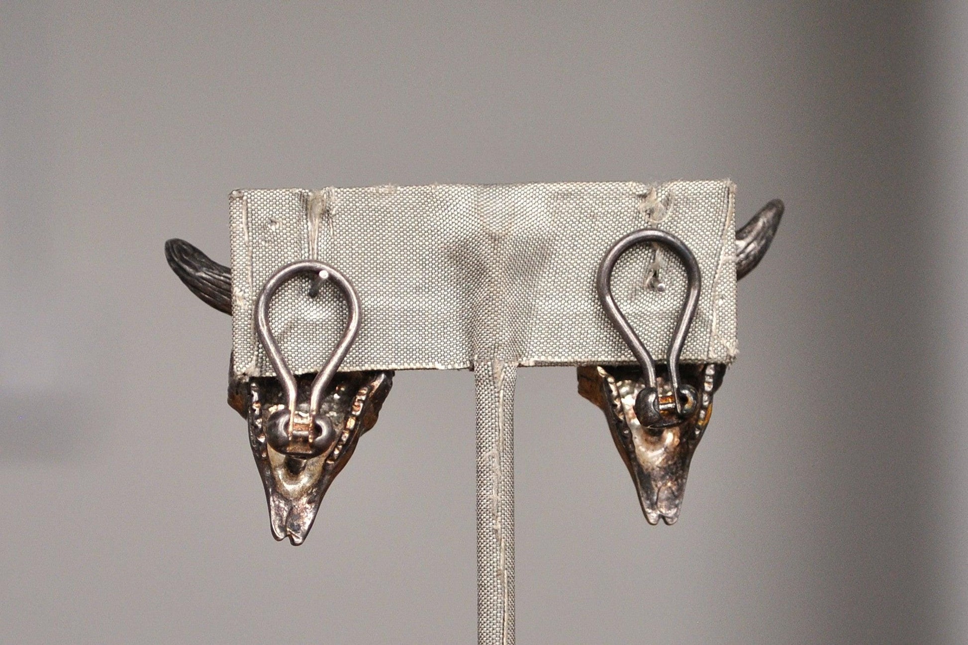 Rare Sterling Silver Steer Skull Earrings - Ox/Bull Skull Earrings - Latch Style Earrings - Tested Sterling Silver