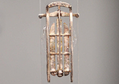 Scarce Sterling Silver Sled/Toboggan Brooch - Stamped and Tested Sterling Silver - "M" Wrapped in Laurel Wreath Hallmark