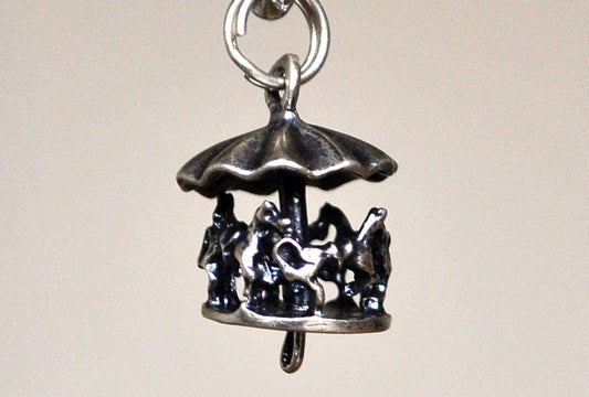 Beautifully Detailed Sterling Silver Carousel Pendant - Stamped and Tested Sterling Silver - Spinnable Charm