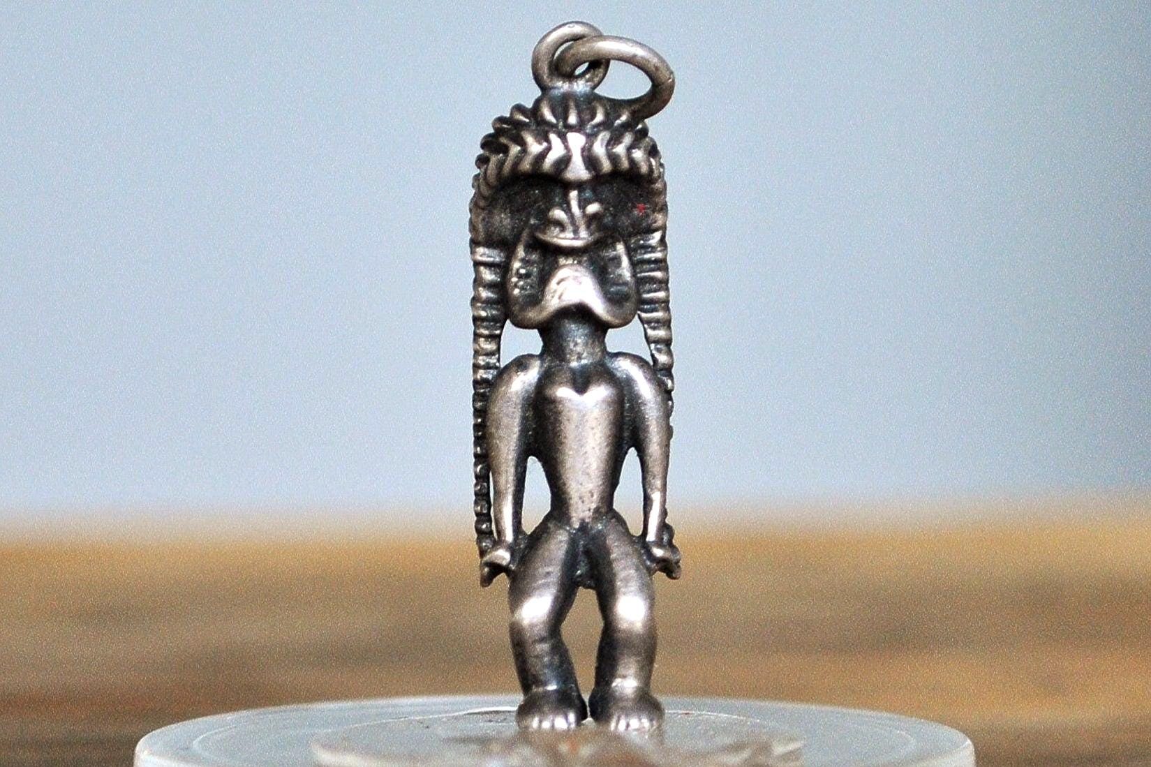 Rare Sterling Silver Tiki Pendant - Tested Sterling Silver - Polynesian Deity Charm - Hawaiian Kane Pendant