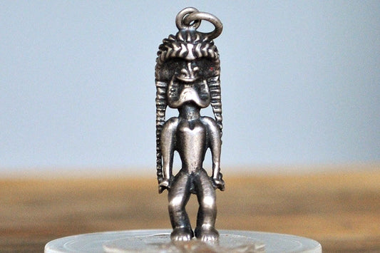 Rare Sterling Silver Tiki Pendant - Tested Sterling Silver - Polynesian Deity Charm - Hawaiian Kane Pendant