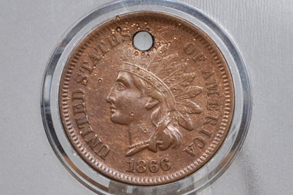 1866 Indian Head Penny - Choose by Grade / Condition - Key Date - Indian Head Cent 1866 US One Cent - Tougher Date to Find