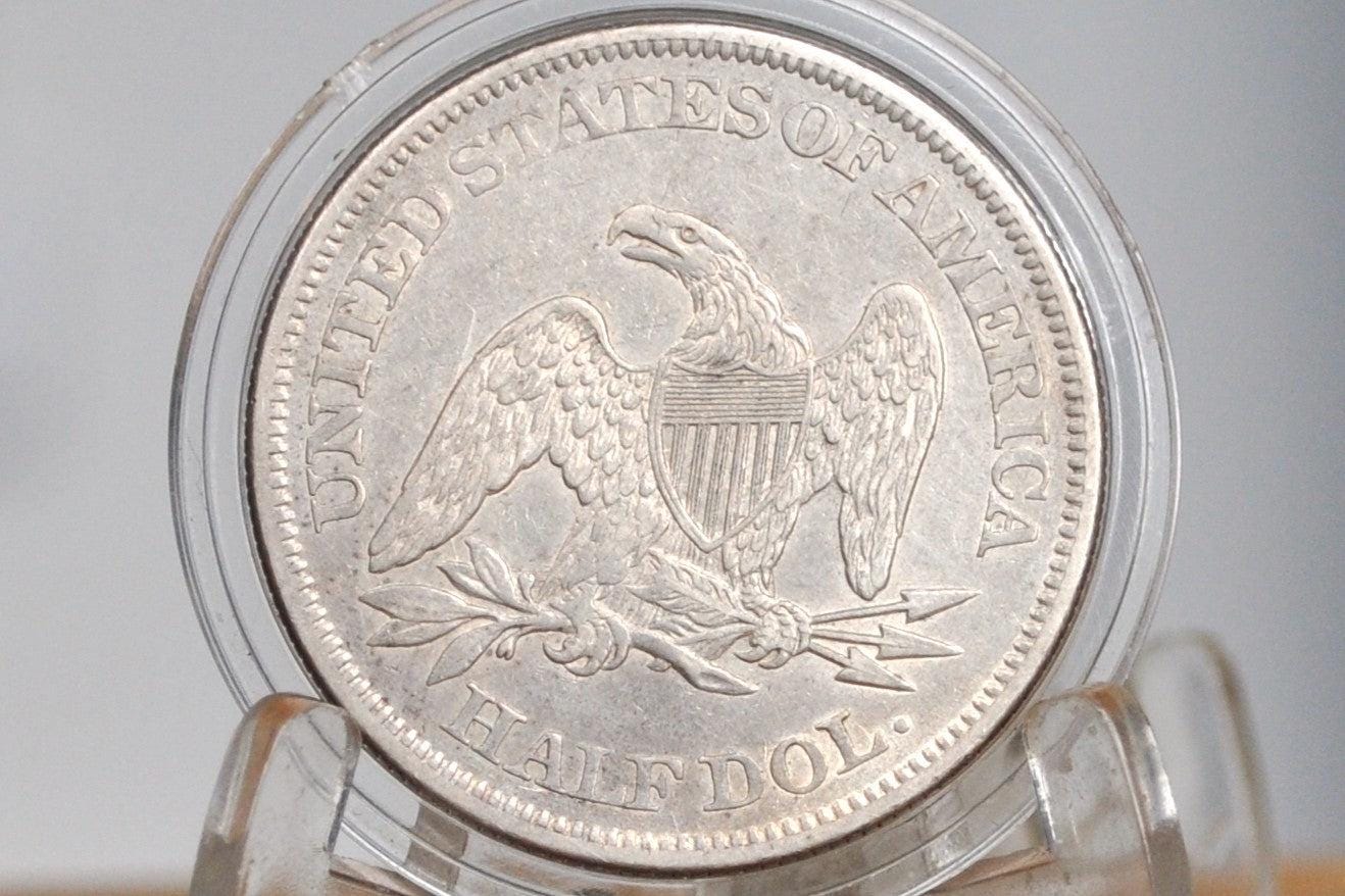 1861 Seated Liberty Half Dollar - AU (About Unc.), 1861 Liberty Seated Silver Half Dollar 1861 Mint Half
